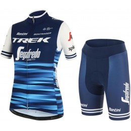 Trek Segafredo 2019 Dames Blauw Fietskleding Set Wielershirt Korte Mouw+Korte Fietsbroeken