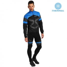 2019 Nalini Tuono Zwart-Blauw Thermal Fietskleding Set Wielershirts Lange Mouw+Lange Wielrenbroek Bib 434ZUYV