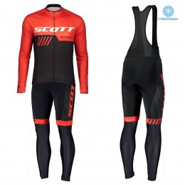 2019 Scott RC Team Zwart-Rood Thermal Fietskleding Set Wielershirts Lange Mouw+Lange Wielrenbroek Bib 853LAQT