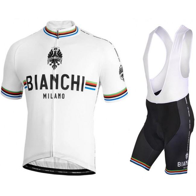 BIANCHI MILANO New Pride White Fietskleding Set Wielershirt Korte Mouw+Korte Fietsbroeken Bib BIANCHI MILANO New Pride White Fietskleding Set Wielershirt Korte Mouw+Korte Fietsbroeken Bib