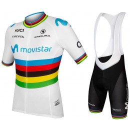MOVISTAR TEAM World Champion 2019 Fietskleding Set Wielershirt Korte Mouw+Korte Fietsbroeken Bib