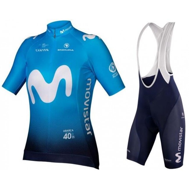 MOVISTAR 2019 Dames Fietskleding Set Wielershirt Korte Mouw+Korte Fietsbroeken Bib MOVISTAR 2019 Dames Fietskleding Set Wielershirt Korte Mouw+Korte Fietsbroeken Bib