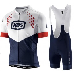 100% Exceed Blue Fietskleding Set Wielershirt Korte Mouw+Korte Fietsbroeken Bib