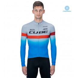 2020 CUBE Blauw Pro Team Thermal Wielershirt Lange Mouw 610ASLE
