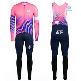 2020 EF Pro Cycling Team Pink Thermal Fietskleding Set Wielershirts Lange Mouw+Lange Wielrenbroek Bib 500SRAC