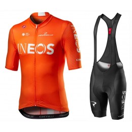 2020 INEOS Team Orange Fietskleding Set Fietsshirt Met Korte Mouwen+Korte Koersbroek Bib 179WLJP