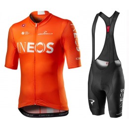 2020 INEOS Training Edition Orange Fietskleding Set Fietsshirt Met Korte Mouwen+Korte Koersbroek Bib 113REBO