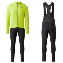 2020 Specialized Geel Wielerkleding Set Wielershirt Lange Mouw+Lange Fietsbroeken Bib 889GSTF