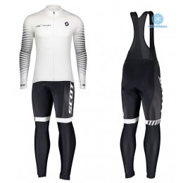 2020 Scott RC Team 1.0 Wit Thermal Fietskleding Set Wielershirts Lange Mouw+Lange Wielrenbroek Bib 325RJYJ