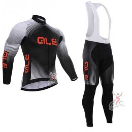 2015 ALE Fietskleding Wielershirt Lange Mouw+Lange Wielrenbroek Bib Zwart