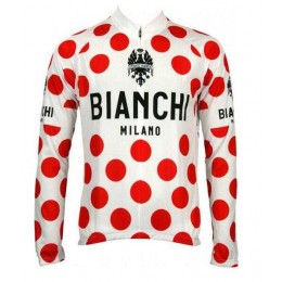 2016 BIANCHI-MILANO POLKA DOT Wielershirt Lange Mouwen Rood