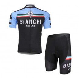 Bianchi 2014 Wielerkleding Set Set Wielershirts Korte Mouw+Fietsbroek Zwart Blauw