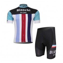 Bianchi 2014 Wielerkleding Set Wielershirts Korte Mouw+Fietsbroek Wit Rood Blauw