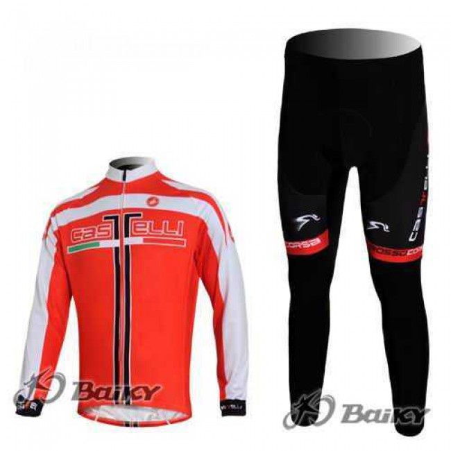 Castelli Fietskleding Wielershirts Lange Mouw+Lange Fietsbroeken Rood Wit Castelli Fietskleding Wielershirts Lange Mouw+Lange Fietsbroeken Rood Wit