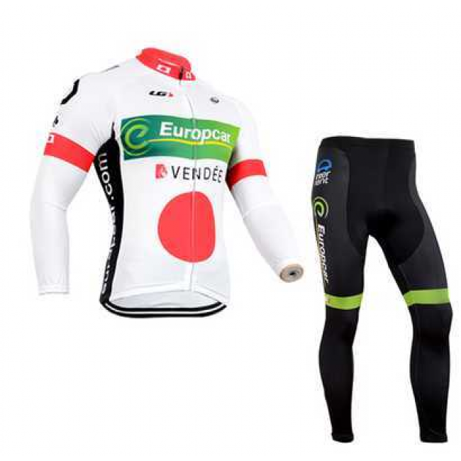 Europcar 2014 Wielerkleding Set Wielershirt Lange Mouw+Lange Fietsbroeken Zwart Wit Rood Groen Europcar 2014 Wielerkleding Set Wielershirt Lange Mouw+Lange Fietsbroeken Zwart Wit Rood Groen
