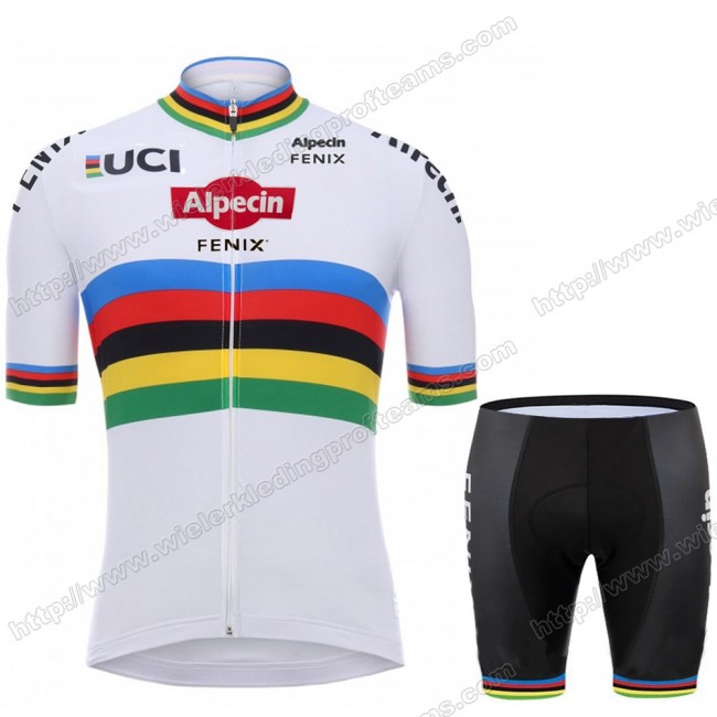 Alpecin Fenix 2020 Wit Fietskleding Set Fietsshirt Met Korte Mouwen+Korte Koersbroek Bib KLMKZ Alpecin Fenix 2020 Wit Fietskleding Set Fietsshirt Met Korte Mouwen+Korte Koersbroek Bib KLMKZ