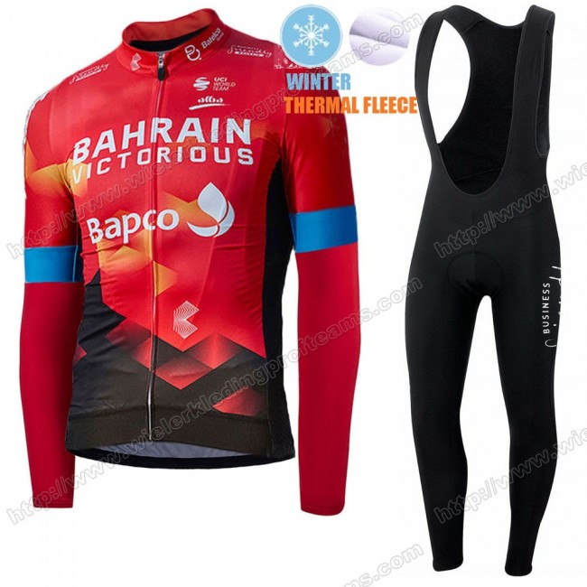 Winter Fleece Bahrain Victorious Pro Team 2021 Fietskleding Set Wielershirts Lange Mouw+Lange Wielrenbroek Bib NRBPH Winter Fleece Bahrain Victorious Pro Team 2021 Fietskleding Set Wielershirts Lange Mouw+Lange Wielrenbroek Bib NRBPH