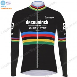 Winter Thermal Fleece Deceuninck Quick Step 2020 UCI World Champion Wielershirts Lange Mouwen PFALS