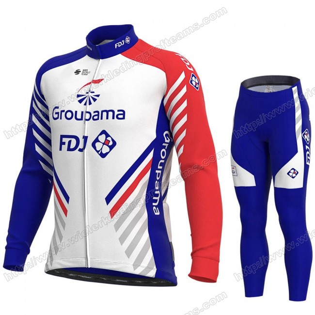 GROUPAMA FDJ 2020 Fietskleding Set Wielershirts Lange Mouw+Lange Wielrenbroek Bib AGBMW GROUPAMA FDJ 2020 Fietskleding Set Wielershirts Lange Mouw+Lange Wielrenbroek Bib AGBMW