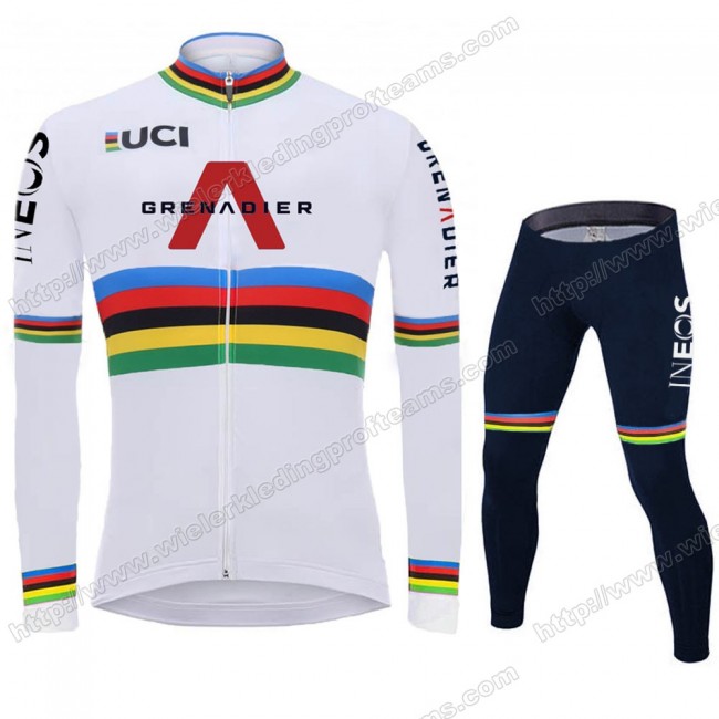 Team INEOS Grenadier UCI World Champion 2020 Men Fietskleding Set Wielershirts Lange Mouw+Lange Wielrenbroek Bib FEFOY Team INEOS Grenadier UCI World Champion 2020 Men Fietskleding Set Wielershirts Lange Mouw+Lange Wielrenbroek Bib FEFOY