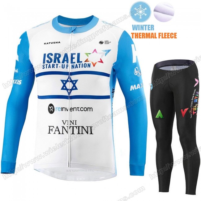 Winter Thermal Fleece Israel Start-Up Nation 2020 Fietskleding Set Wielershirts Lange Mouw+Lange Wielrenbroek Bib JTVFS Winter Thermal Fleece Israel Start-Up Nation 2020 Fietskleding Set Wielershirts Lange Mouw+Lange Wielrenbroek Bib JTVFS