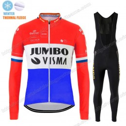 Winter Thermal Fleece Jumbo Visma 2020 Dutch Fietskleding Set Wielershirts Lange Mouw+Lange Wielrenbroek Bib ACOCK