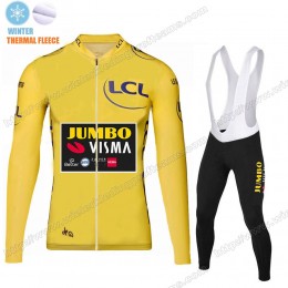 Winter Thermal Fleece Jumbo Visma 2020 Tour De France Fietskleding Set Wielershirts Lange Mouw+Lange Wielrenbroek Bib WHZXA