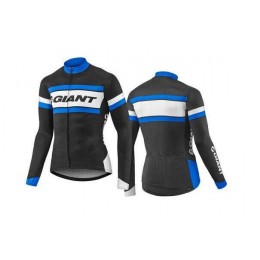 2016-2017 Giant Wielershirt Lange Mouwen Blauw Zwart