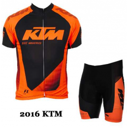 2016 KTM Fietskleding Wielershirt Korte Mouw+Korte Fietsbroeken Oranje 05