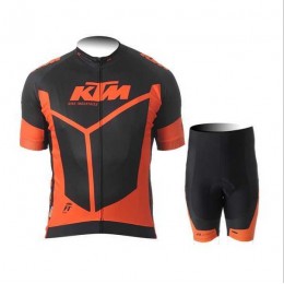 2015 KTM Pro Team Zwart Orange Fietskleding Wielershirt Korte Mouwen+Fietsbroek Korte
