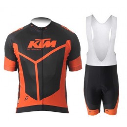 2015 KTM Pro Team Zwart Orange Fietskleding Set Fietsshirt Met Korte Mouwen+Korte Koersbroek