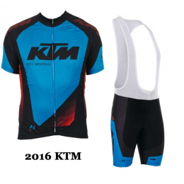 2016 KTM Fietskleding Set Fietsshirt Met Korte Mouwen+Korte Koersbroek Blauw