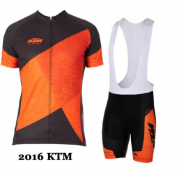 2016 KTM Fietskleding Set Fietsshirt Met Korte Mouwen+Korte Koersbroek Oranje 03