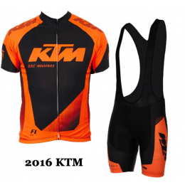 2016 KTM Fietskleding Set Fietsshirt Met Korte Mouwen+Korte Koersbroek Oranje