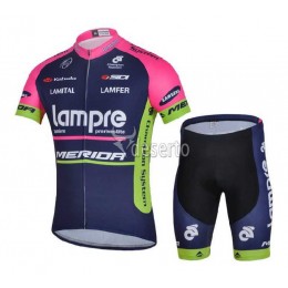 Lampre Merida 2014 Wielerkleding Set Set Wielershirts Korte Mouw+Fietsbroek Blauw