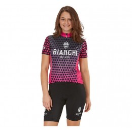 Bianchi Milano Gravina Pink Dames Fietskleding Set Wielershirt Korte Mouwen+Korte Fietsbroeken