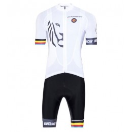 Bioracer Van Vlaanderen Wit Zwart 2018 Fietskleding Set Wielershirt Korte Mouw+Korte Fietsbroeken Bib