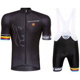 Bioracer Van Vlaanderen Zwart 2018 Fietskleding Set Wielershirt Korte Mouw+Korte Fietsbroeken Bib