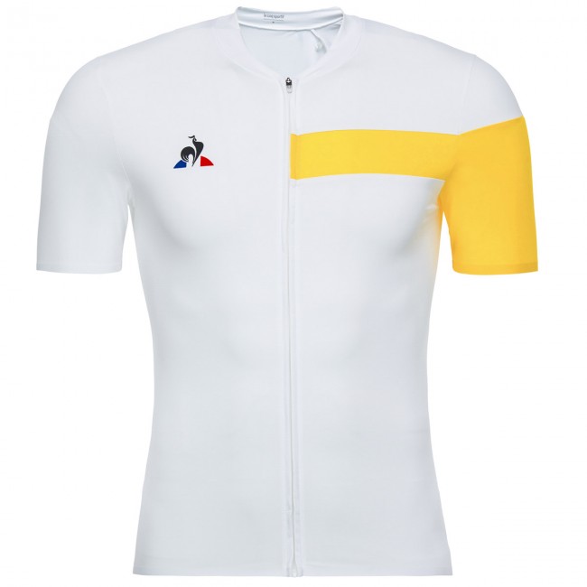 Le Coq Sportif Optical Geel Wit Wielershirt Korte Mouw Le Coq Sportif Optical Geel Wit Wielershirt Korte Mouw