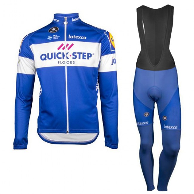2018 Quick Step Floors Blauw Fietskleding Set Wielershirt Lange Mouw+Lange Fietsbroeken Bib 2018 Quick Step Floors Blauw Fietskleding Set Wielershirt Lange Mouw+Lange Fietsbroeken Bib