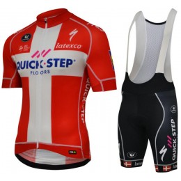 Quick Step Floors PRR 2018-Champion Denmark Fietskleding Set Wielershirt Korte+Korte Fietsbroeken Bib