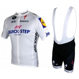 Quick-Step Floors 2018 Tour Special Edition Wit Fietskleding Set Wielershirt Korte Mouw+Korte Fietsbroeken Bib