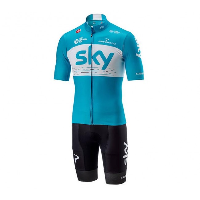 TEAM SKY 2018 Blauw Fietskleding Set Wielershirt Korte Mouwen+Korte Fietsbroeken TEAM SKY 2018 Blauw Fietskleding Set Wielershirt Korte Mouwen+Korte Fietsbroeken