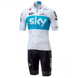 TEAM SKY 2018 Wit Fietskleding Set Wielershirt Korte Mouwen+Korte Fietsbroeken