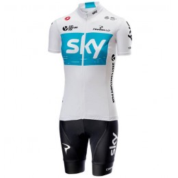 Team Sky 2018 Dame Wit Fietskleding Set Wielershirt Korte Mouw+Korte Fietsbroeken