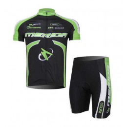 Merida 2014 Wielerkleding Set Wielershirts Korte Mouw+Fietsbroek Zwart Groen