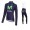 2016 Movistar Wielerkleding Set Wielershirt Lange Mouwen+Lange Fietsbroeken Bib Vliezen Blauw