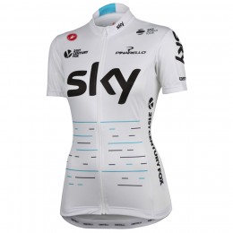 Team Sky Fan 2017 Dames Wielershirt Korte Mouw Wit