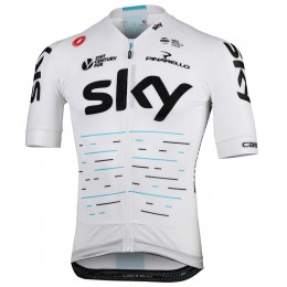Team Sky 2017 Aero Race Wielershirt Korte Mouw Wit