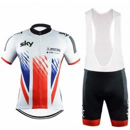 2016 SKY British Fietskleding Set Fietsshirt Met Korte Mouwen+Korte Koersbroek Rood Wit Zwart